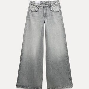 NWOT ZARA Gray Denim Elephant Leg Jeans Size 0 100% Cotton 32” Inseam